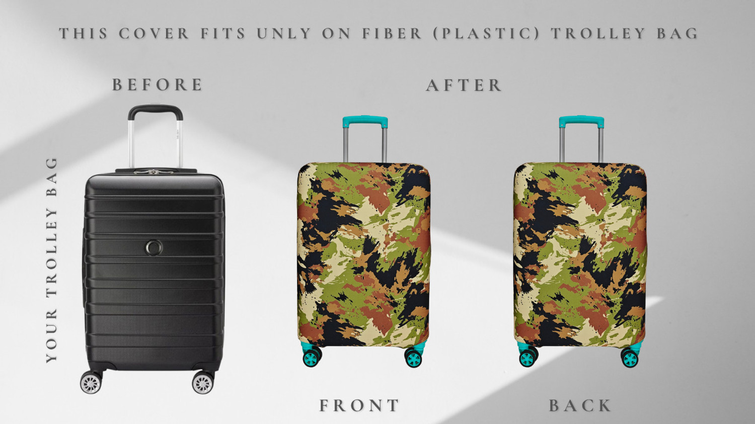 Image of NT Creation Printed Travel Suitcase Trolley Bag Covar (Protector) - Scratch & Dust Proof Stretchable & Scratchproof , Reusable And Washable, Durable Fabric. Luggage Cover