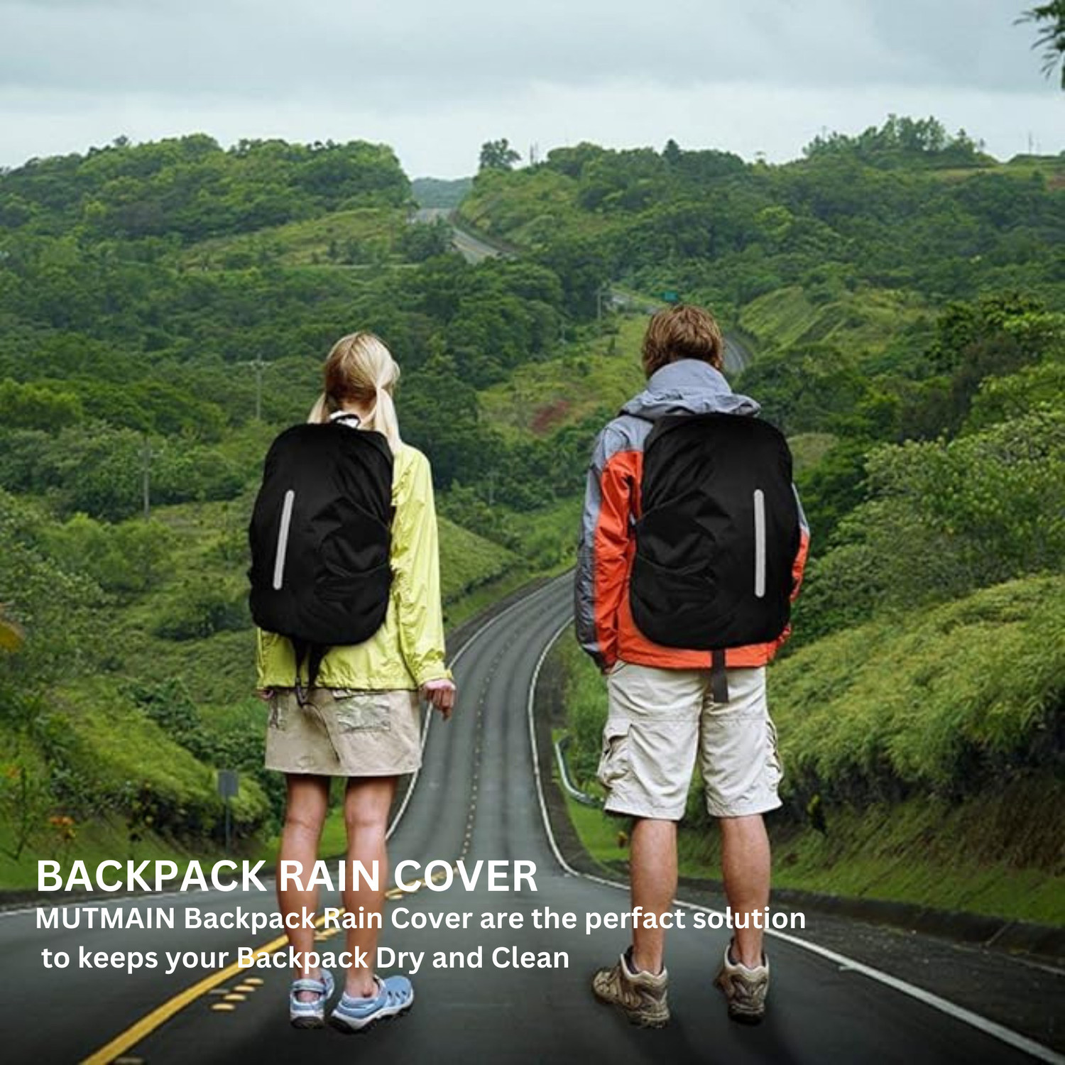 Image of MUTMAIN Reflective Bag Cover Waterproof 40l to 50L Rain Cover for Backpack Hiking, Trekking, Camping Rubberized Material Luggage Cover