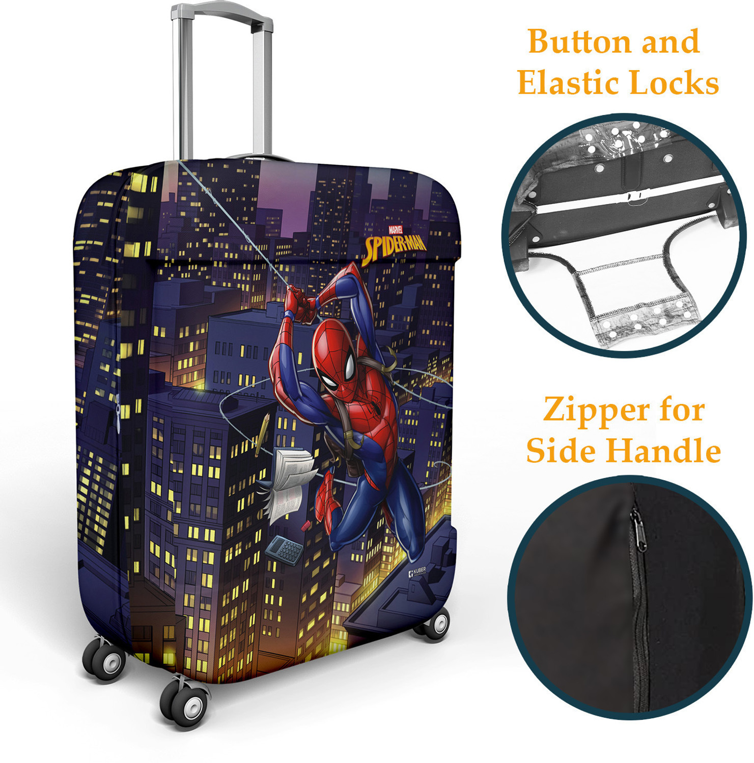 Image of DISNEY Luggage Cover Marvel Spiderman Polyester Luggage Cover|18-22 Inch|Small|Multicolor Luggage Cover