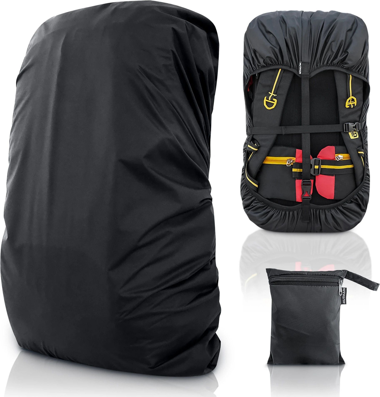 Image of MUTMAIN Waterproof Backpack Cover for Rain & Dust , 80L to 100L Waterproof Trekking, camping, Hiking Bag Cover (BLACK) Luggage Cover