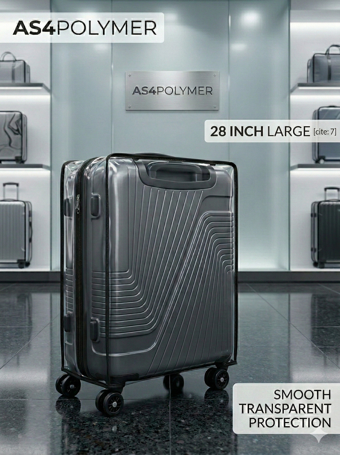 Image of KLASSY Transparent Trolley SUPER SOFT 25 MM WRINKLE FREE PVC Luggage Cover