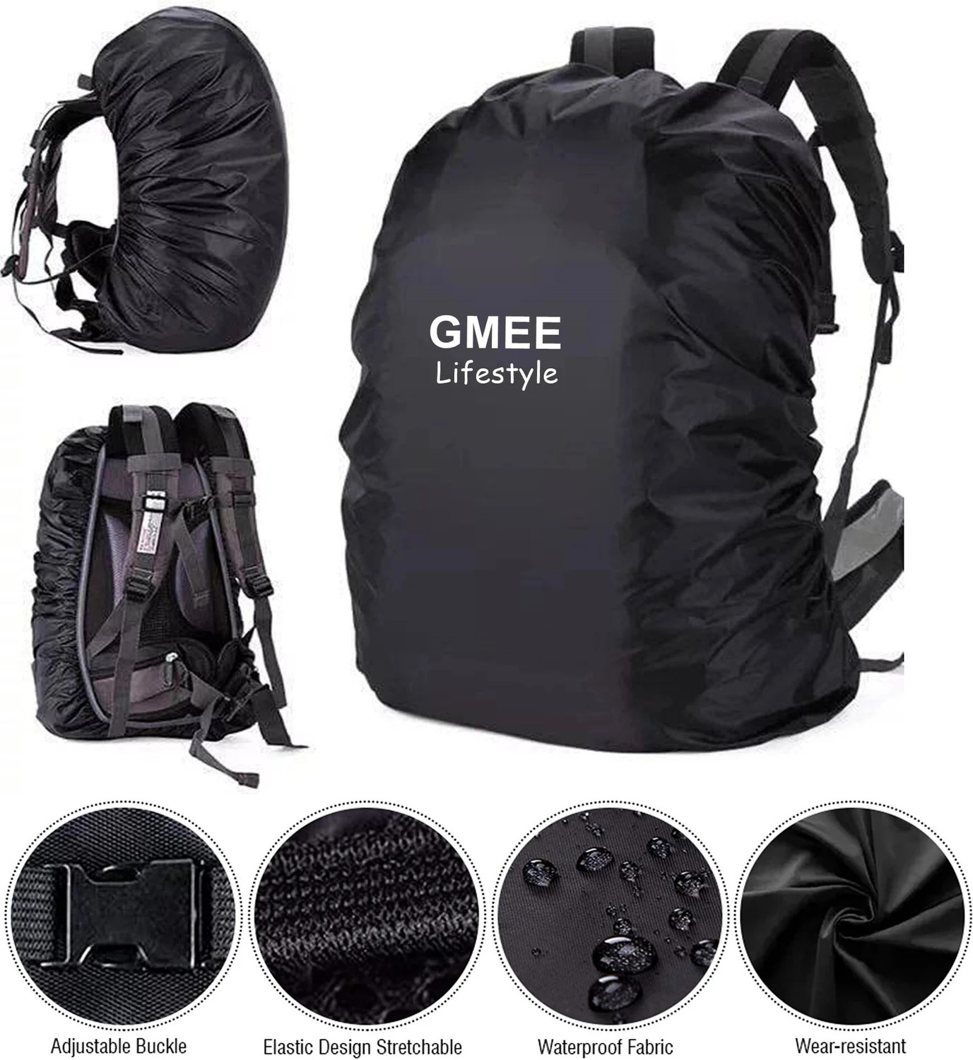 Image of GMEE Waterproof Rain Dust Cover 30L to 50L Laptop Hiking Sports bag Elastic Luggage Cover Luggage Cover