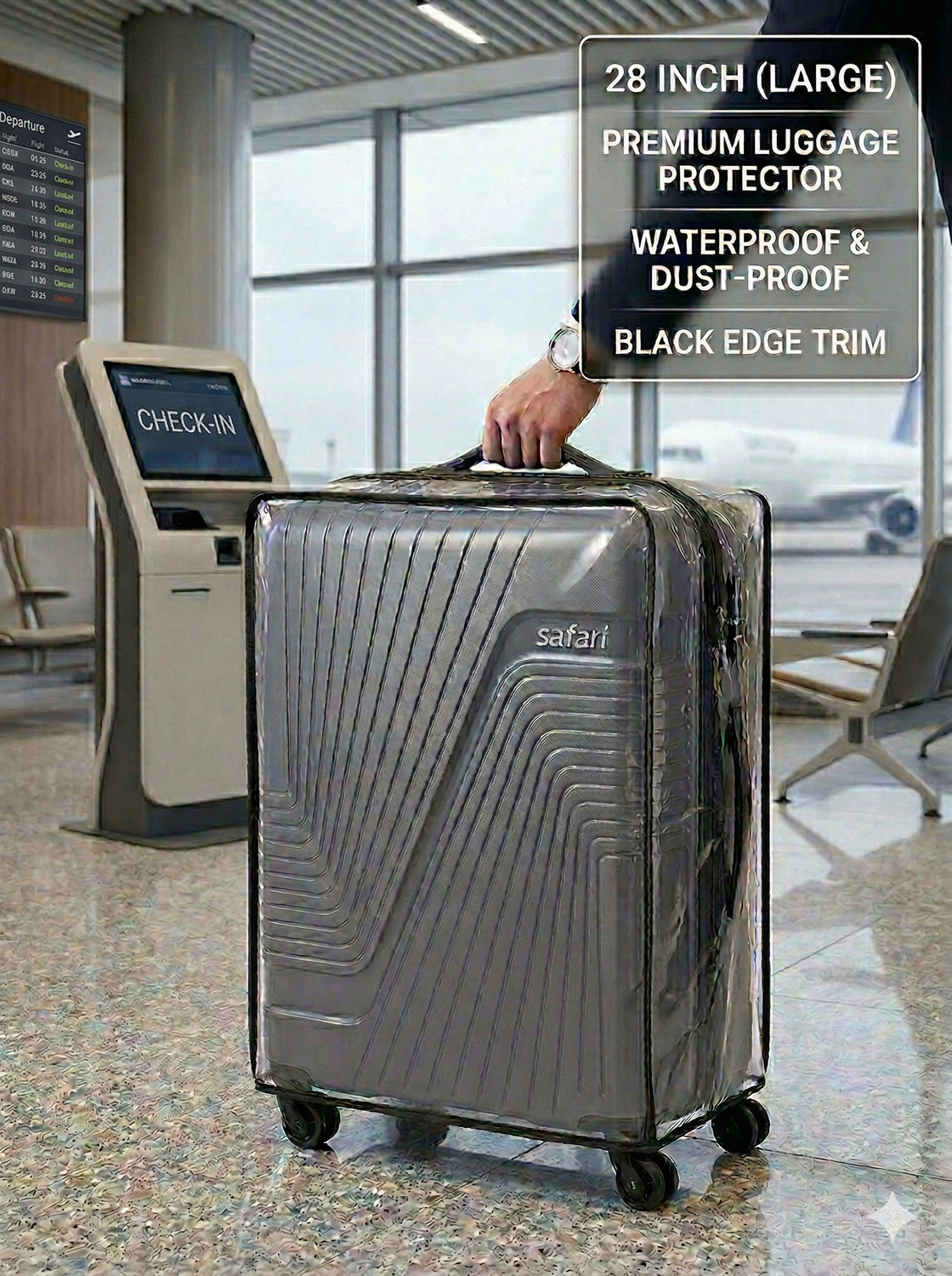 Image of lisahub Transparent PVC Suitcase Cover / Trolley Bag Cover SUPER SOFT 25 MM WRINKLE FREE PVC Luggage Cover