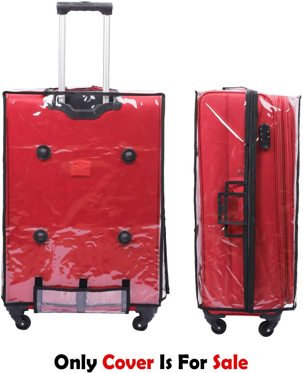 Image of Qurox Combo Pack of 3 Transparent Trolley Bag Cover PVC Dust Proof Cover Luggage /Suitcase For Hard /Fiber Trolley Bag Luggage Cover