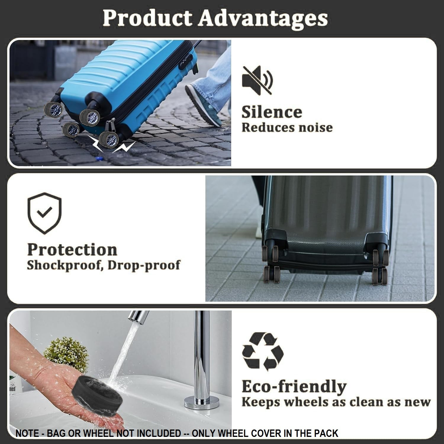 Image of LAKSHMINARAYAN SALES Suitcase Travel bag accessories 24PCS Wheels Protector Silicon Caster Luggage Cover
