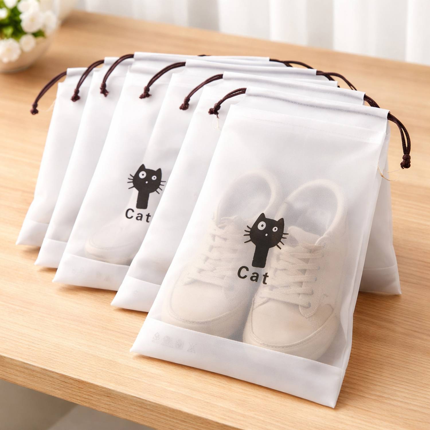 aurellia Cat Printed Shoe Bag Set of 6 | Travel Shoe Cover Pouch Organizer