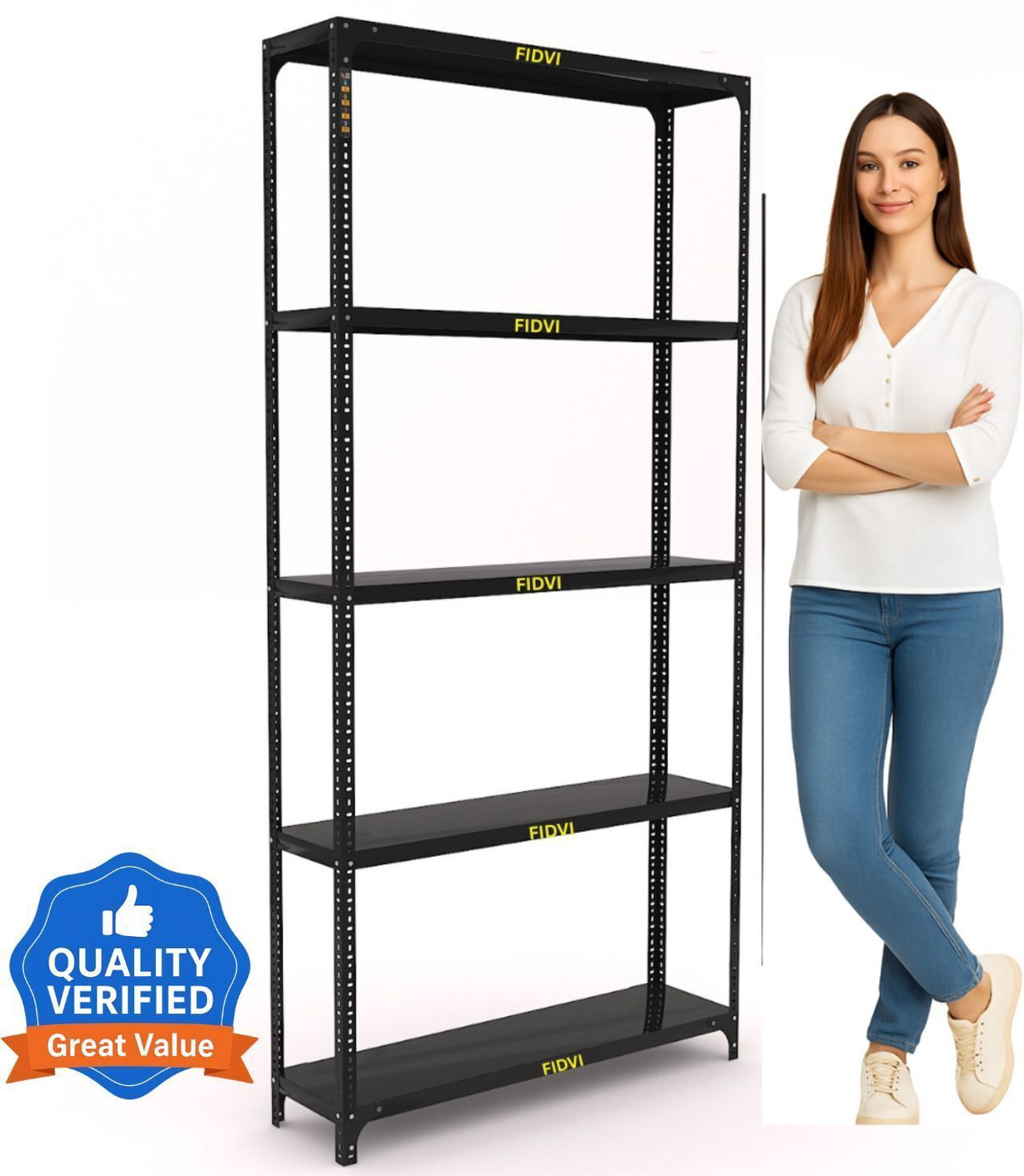 Image of FIDVI Primium CRC Sheet 5 Shelf Multipurpose Storage Rack Books Kitchen Powder Coated Luggage Rack