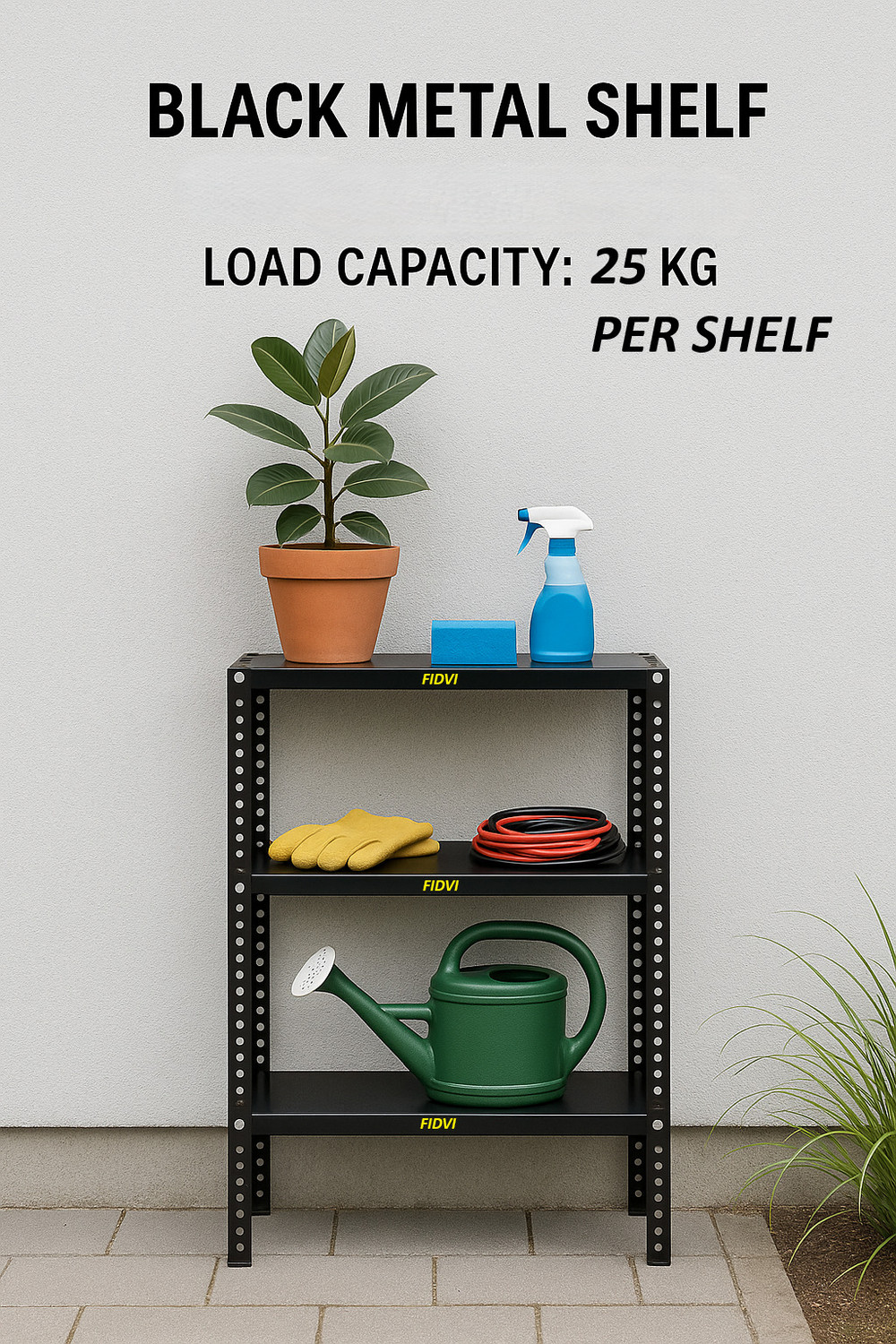 Image of FIDVI Slotted Angle CRC Sheet 3 Shelves Multipurpose Storage Rack Metal Open Book Shelf