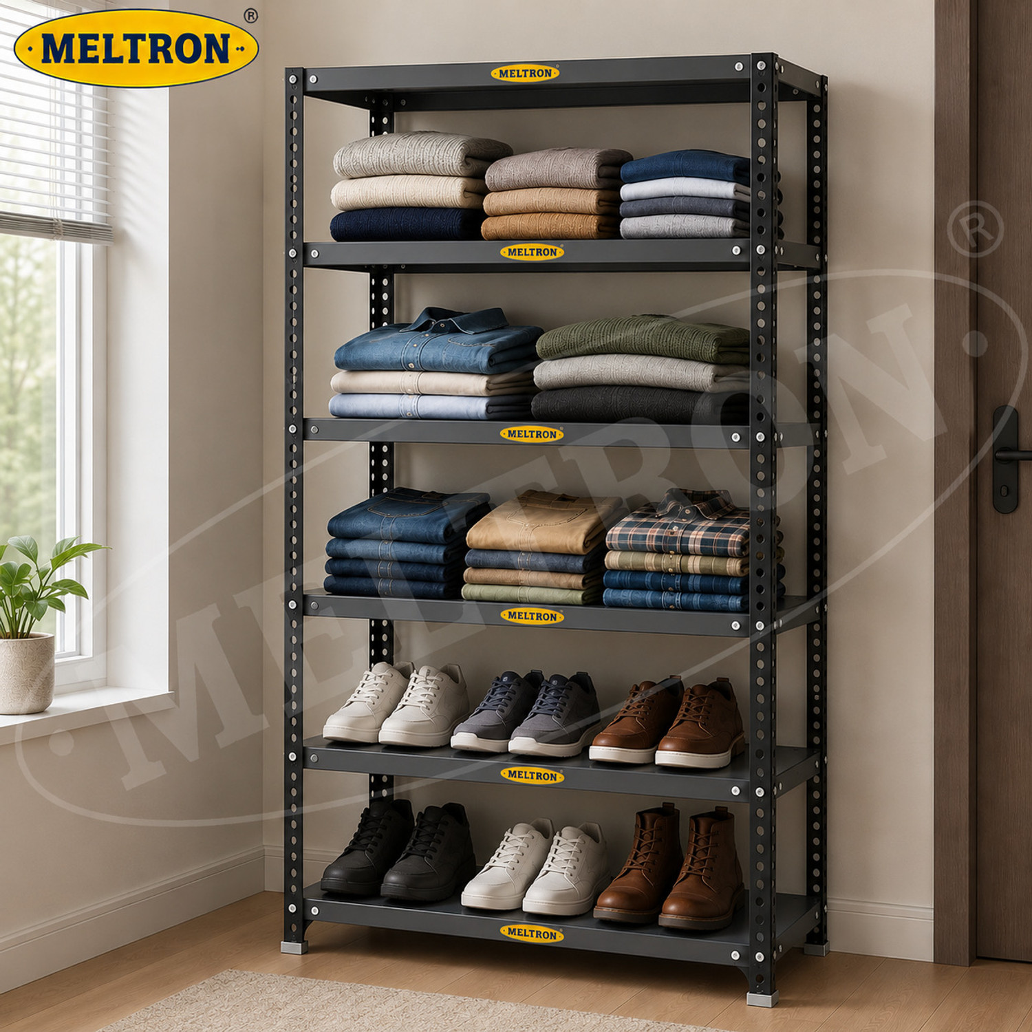 Image of MELTRON Iron Rack | 6 shelves heavy duty multiporpuse luggage rack Luggage Rack