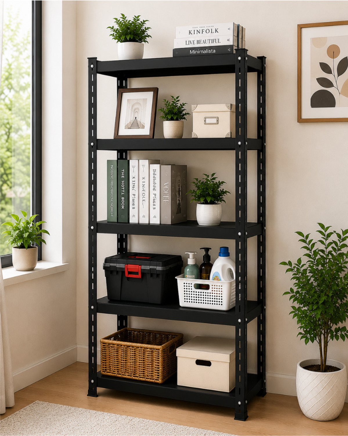 Image of Perfect Steel Traders Modern Home Decor Rack Kitchen, Living Room, Bedroom 72inch Heigth 6 shelf Luggage Rack