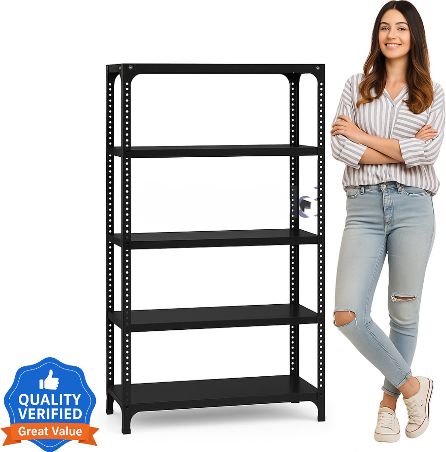Image of FIDVI Slotted Angle CRC Sheet 5 Shelves Multipurpose Storage Rack Metal Open Book Shelf