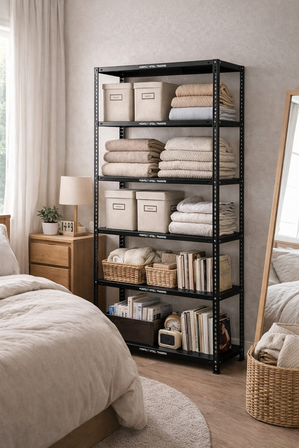 Image of Perfect Steel Traders Modern Home Decor Rack Kitchen, Living Room, Bedroom 72inch Heigth 6 shelf Luggage Rack
