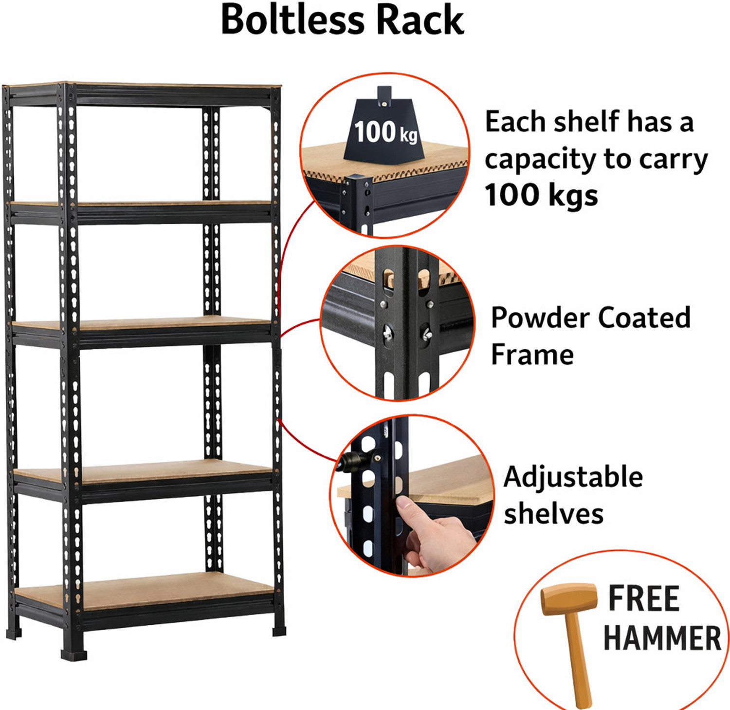 Image of ARLAVYA 60 Inches - 5 Tier - Black Luggage Rack