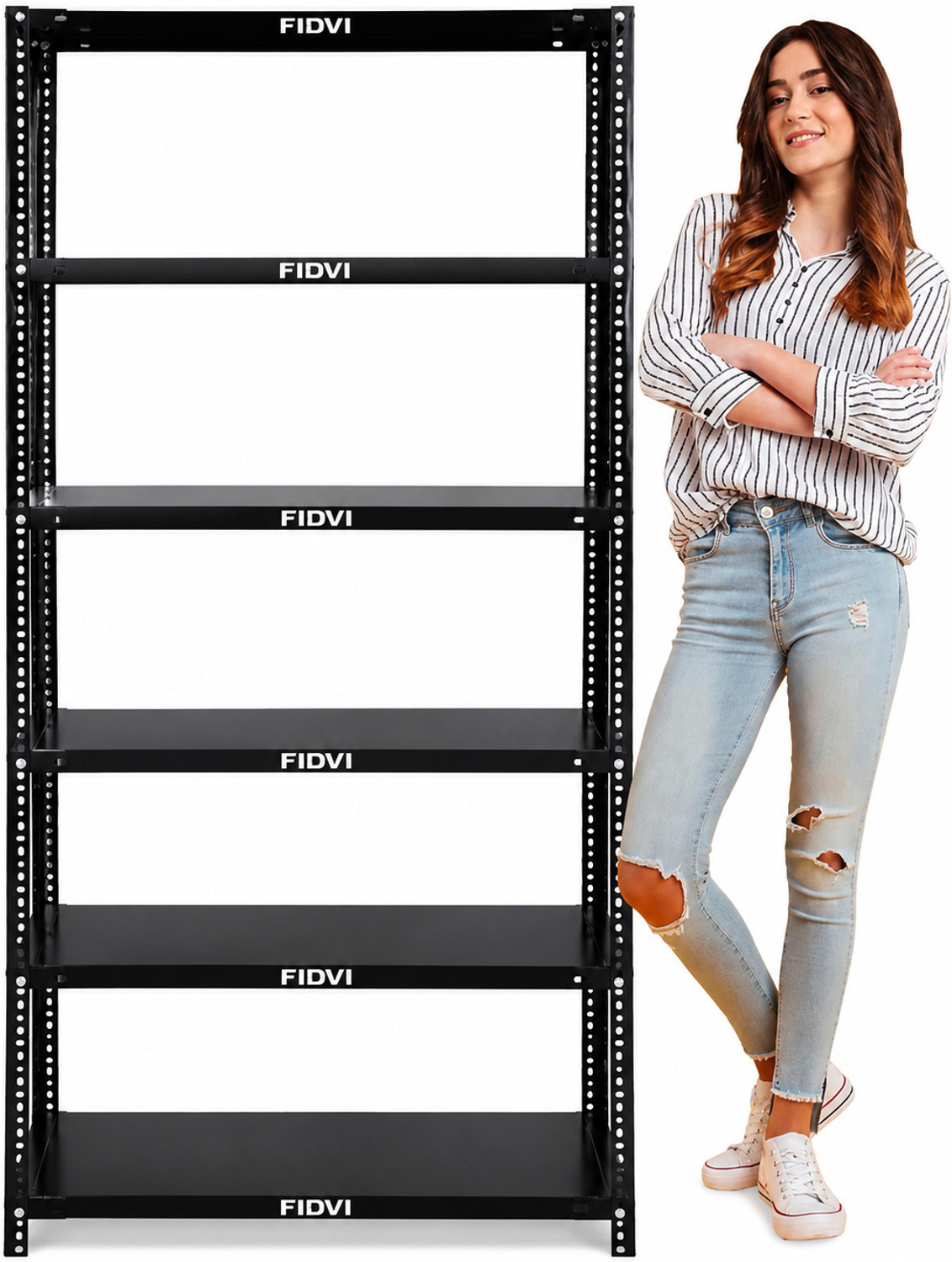 Image of FIDVI Iron Rack Metal Shelves Storage Shop Rack Luggage Powder Coated (09 inchWx35 inchLx72 inchH) Iron Wall Shelf