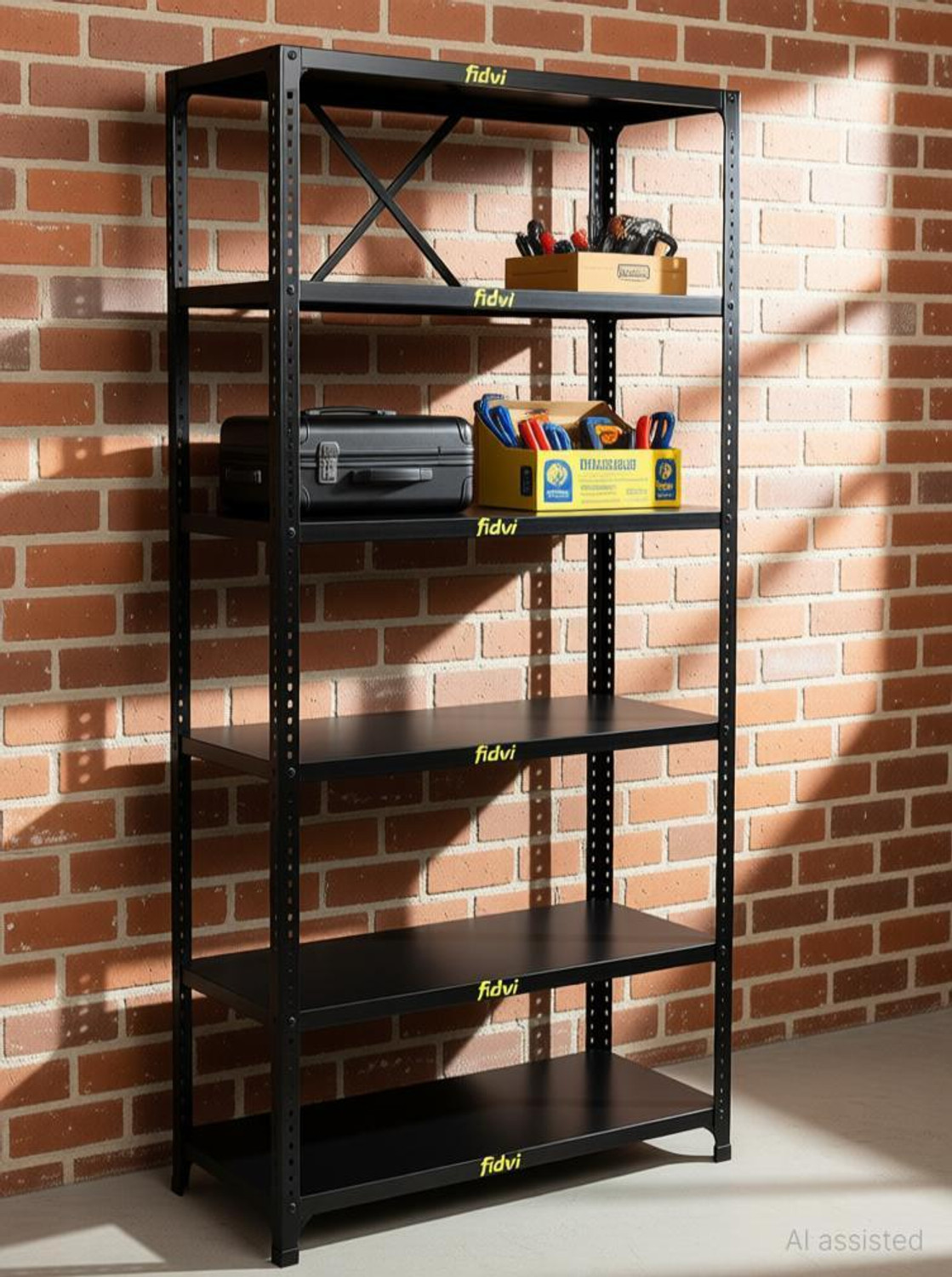 Image of FIDVI Iron Rack Metal Shelves Storage Shop Rack Luggage Powder Coated (09 inchWx35 inchLx72 inchH) Iron Wall Shelf