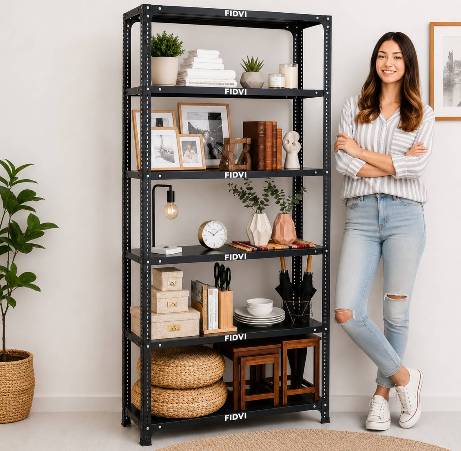 iron shelf 1200 L【引取り限定】 FIDVI Iron Rack Metal Shelves Storage Shop Rack Luggage Powder