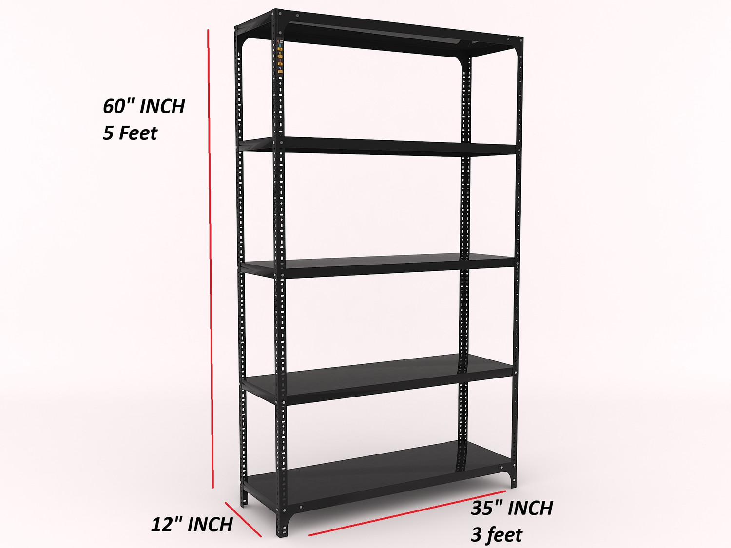 Image of FIDVI Iron Rack Metal Shelves Storage Shop Rack Luggage Powder Coated (12 inchWx35 inchLx60 inchH) Iron Wall Shelf