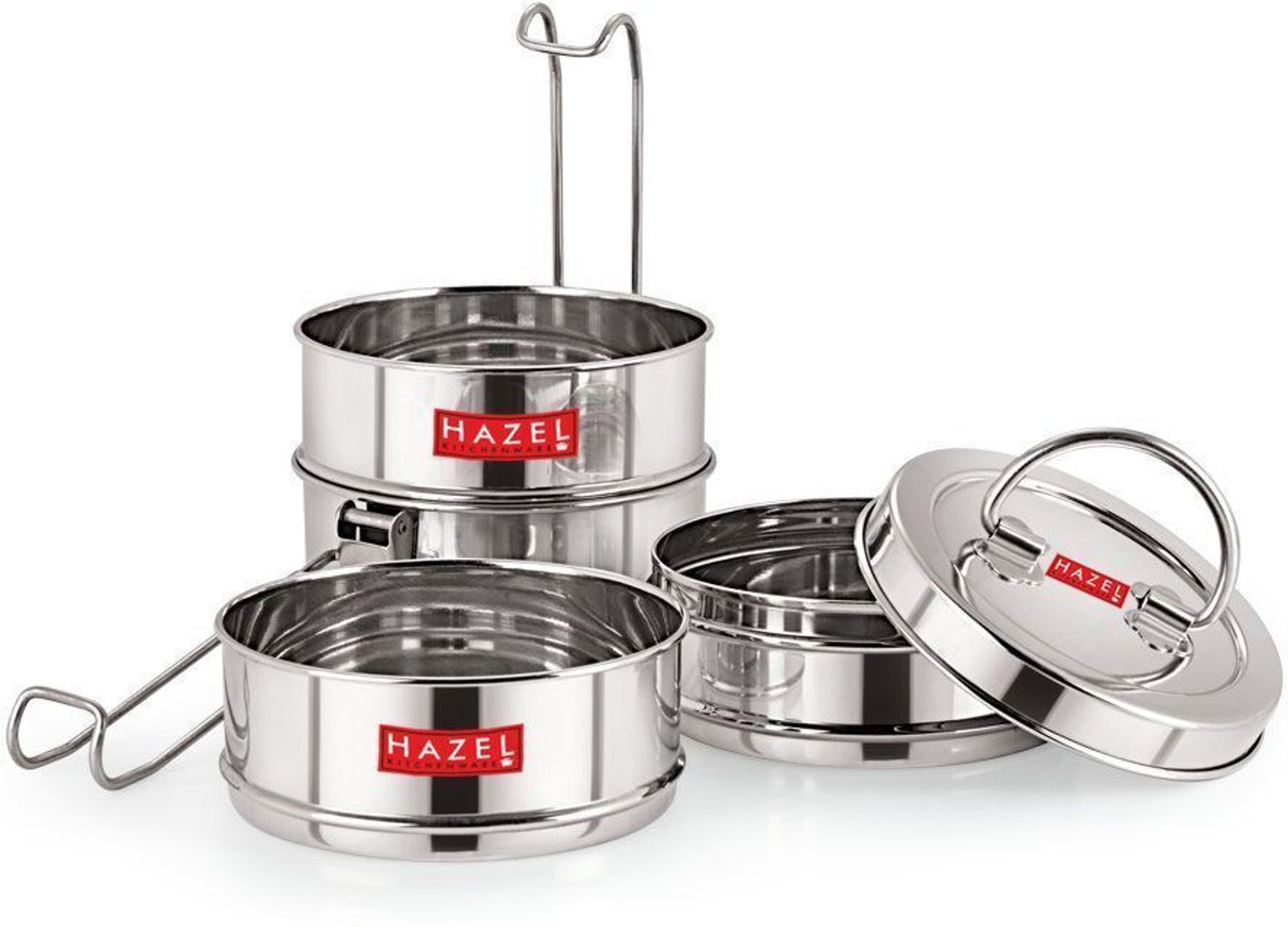 Image of HAZEL Traditional Design Stainless Steel 4 Containers Stainless Steel Office Lunch Box