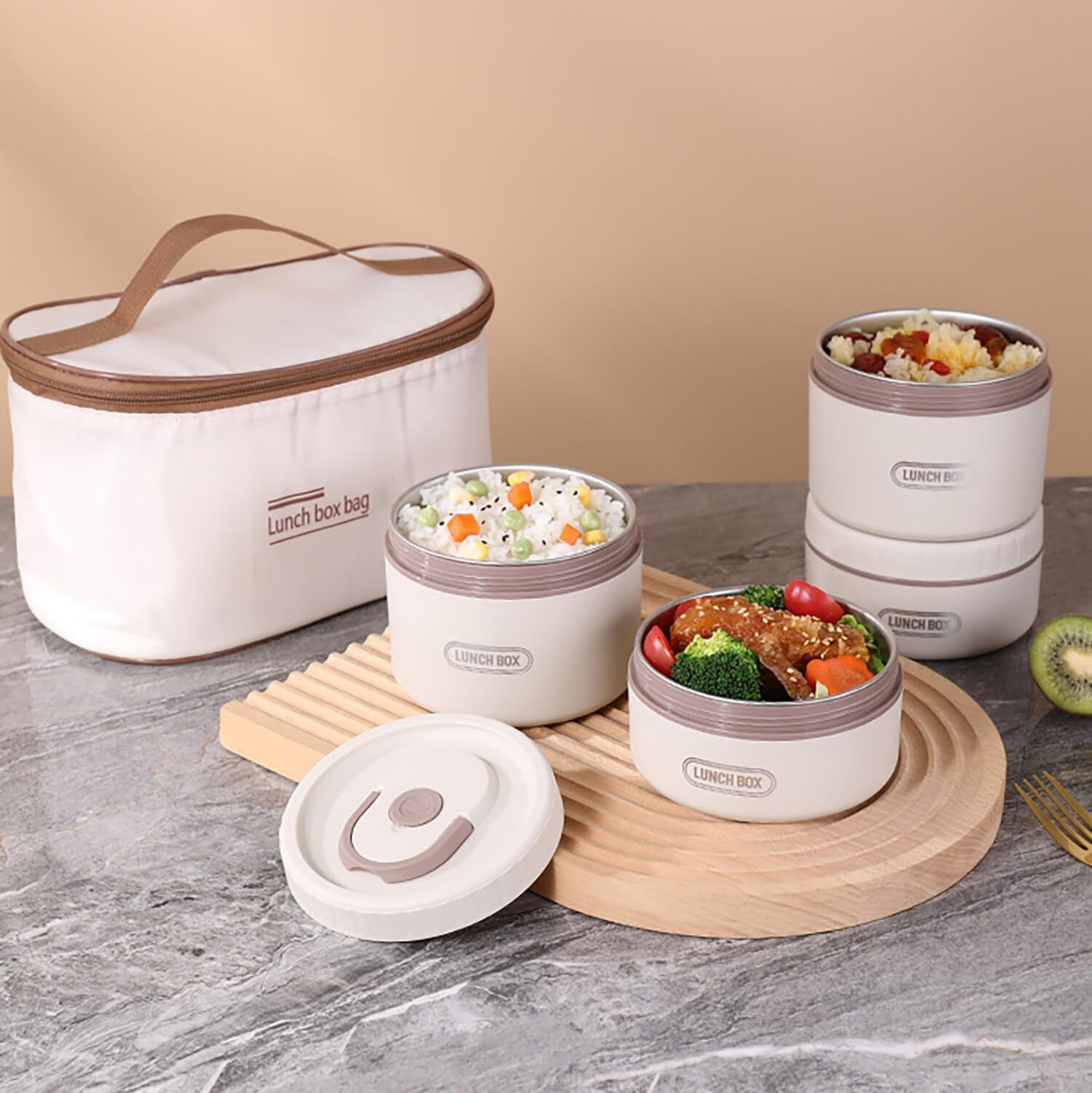 Image of HOUSE OF QUIRK 304 Stainless Steel Bento Lunch Box for Adults, 4 Stackable Containers 4 Containers Stainless Steel Office Lunch Box