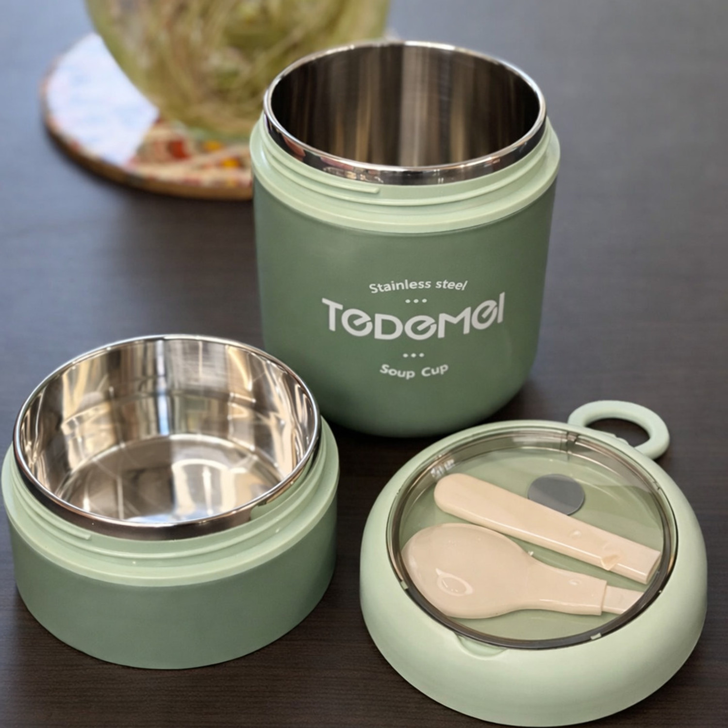 Image of BLLUEX Insulated Leakproof Soup Cup & Thermal Lunch Box with Spoon - for Kids & Adults 1 Containers Stainless Steel, Plastic School Lunch Box