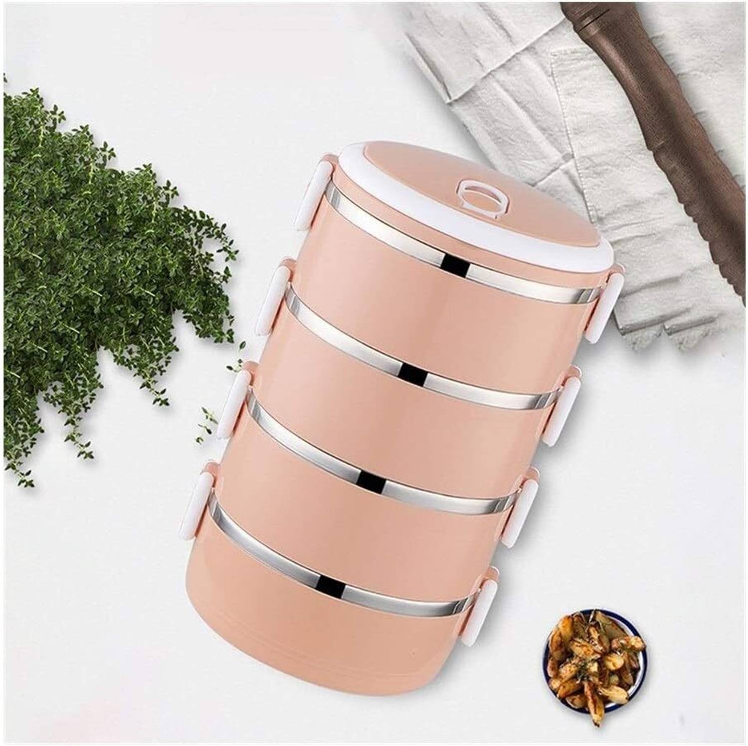 AKR Multifunctional Stainless Steel Lunch Box With 4 Layer Container(Orange) 4 Containers Stainless Steel Office Lunch Box