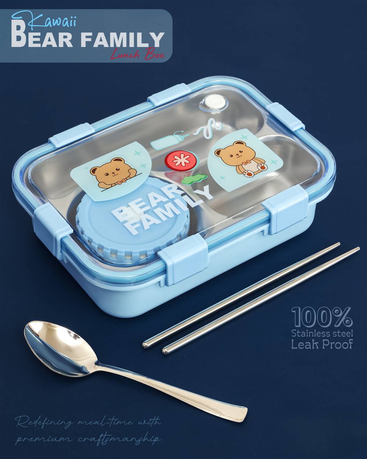 Boxito Steel Leak Proof Lunch Box 3 Containers - Image 4