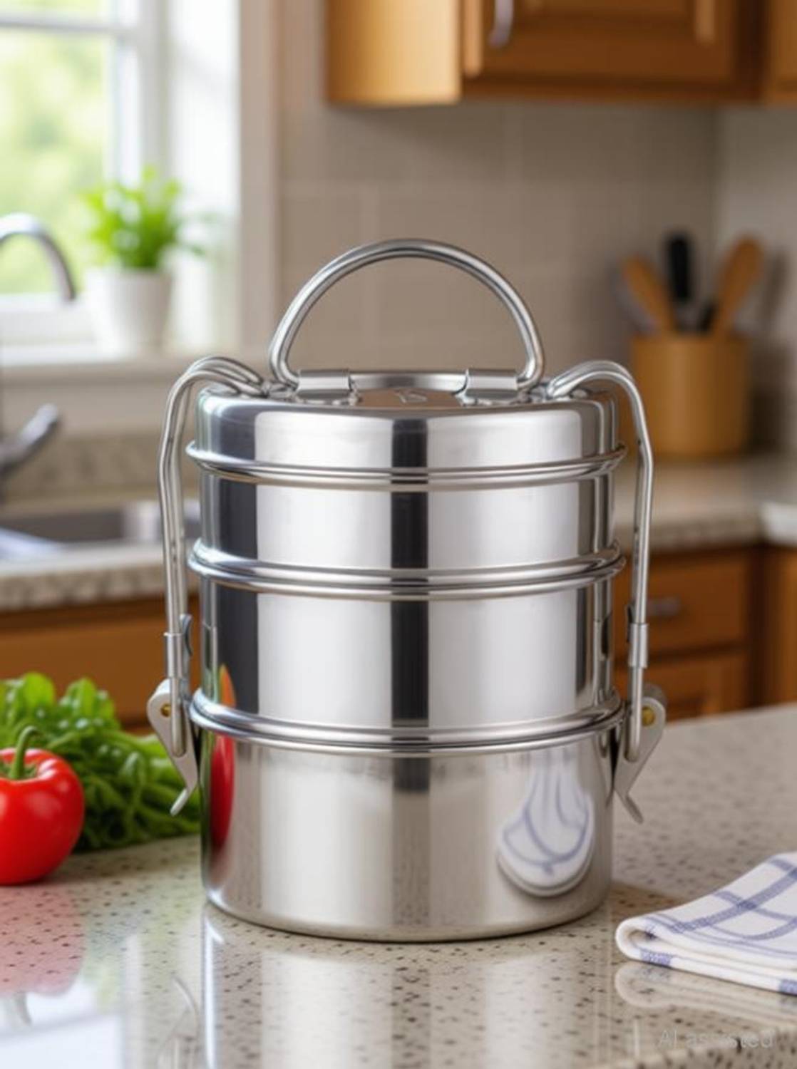 AEROBIX Lunch Box Stainless Steel_TIFFIN_5 3 Containers Stainless Steel Office Lunch Box