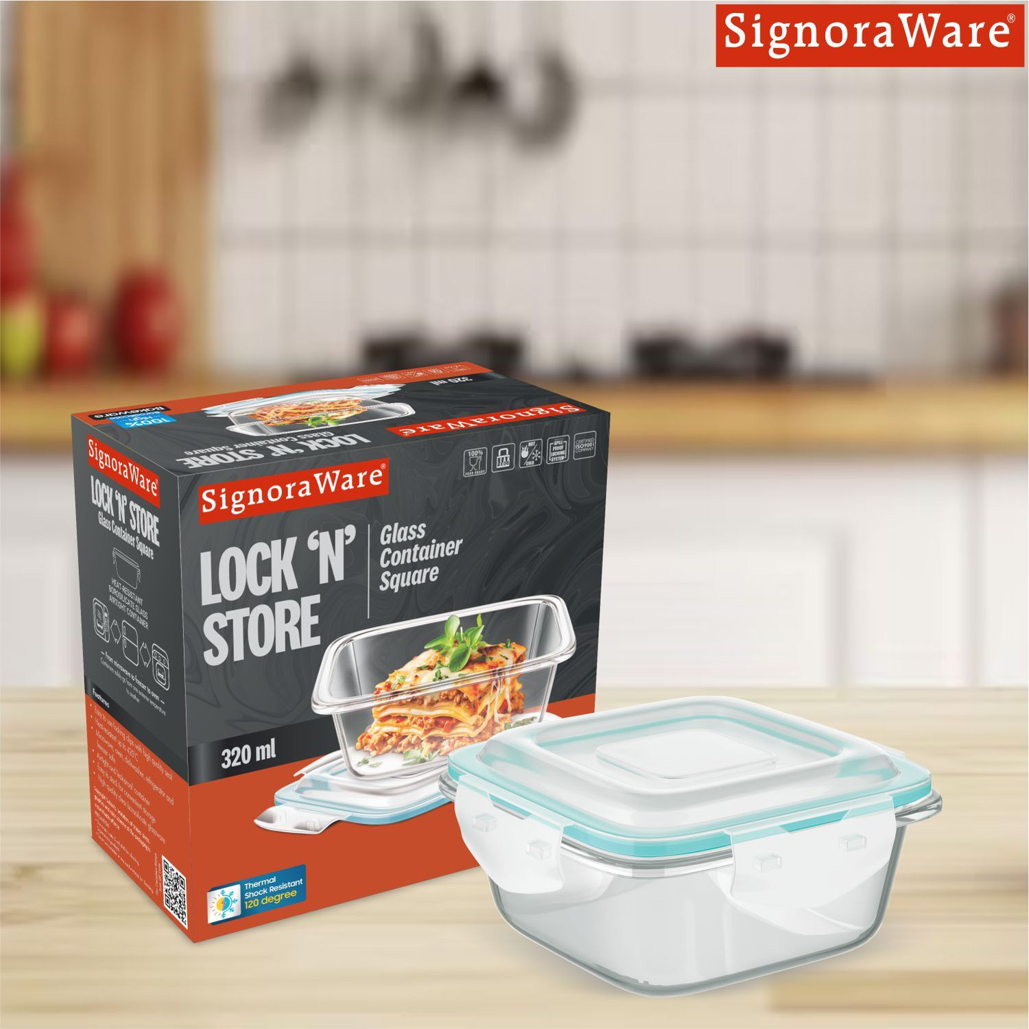 Image of Signoraware Microwave Safe Glass Lunch Box Office Fridge Food Container for Boys Girls 1 Containers Glass Office Lunch Box
