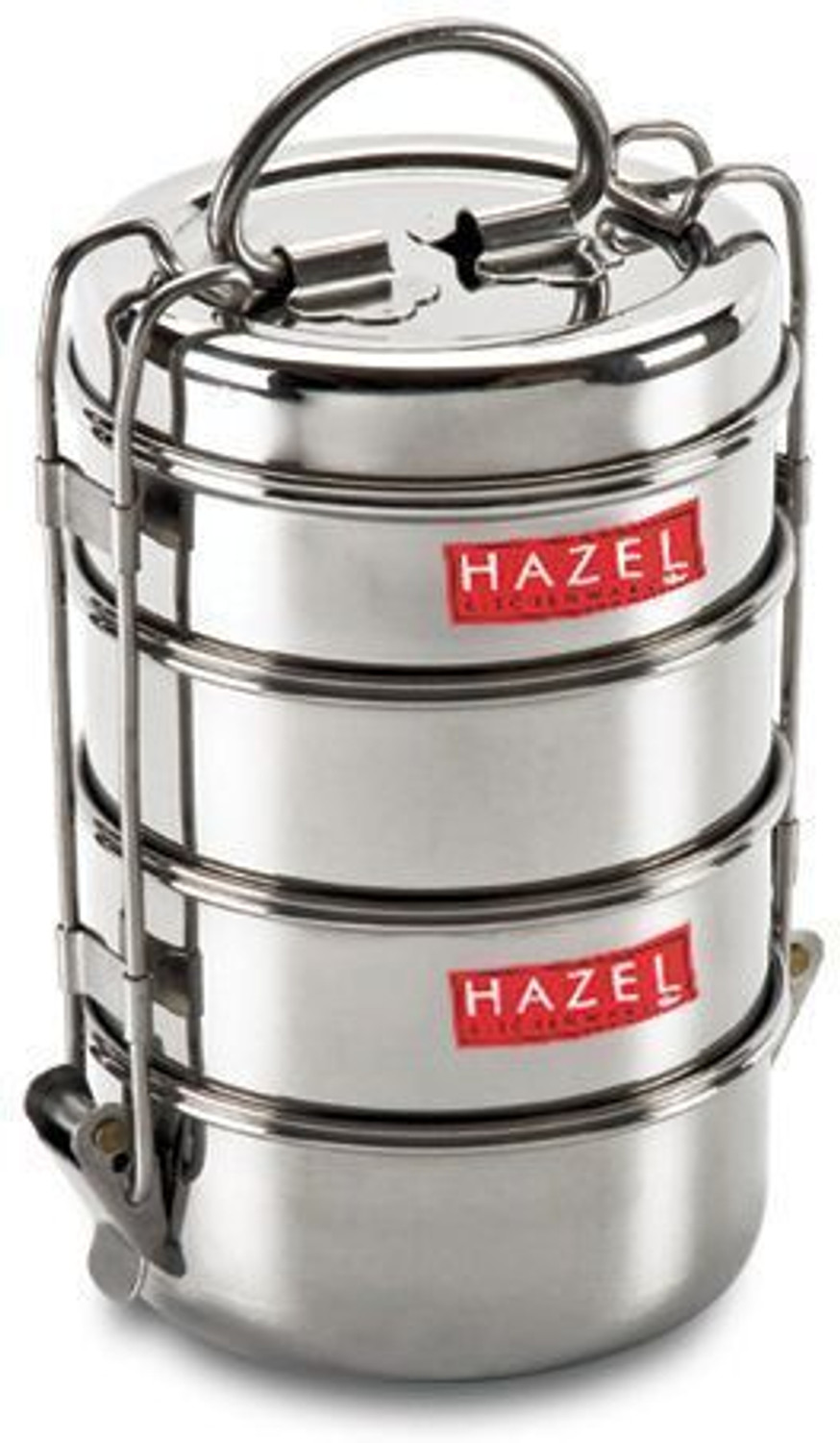 Image of HAZEL Traditional Design Stainless Steel 4 Containers Stainless Steel Office Lunch Box