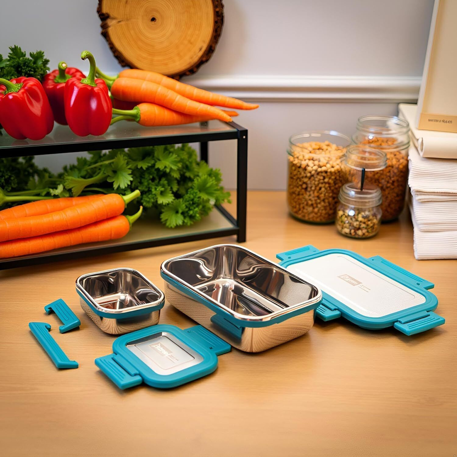 Image of Culinary Crafts SS Airtight LUNCH BOX+1(SPOON) /Tiffin Box for Office, School 2 Containers Stainless Steel School Lunch Box