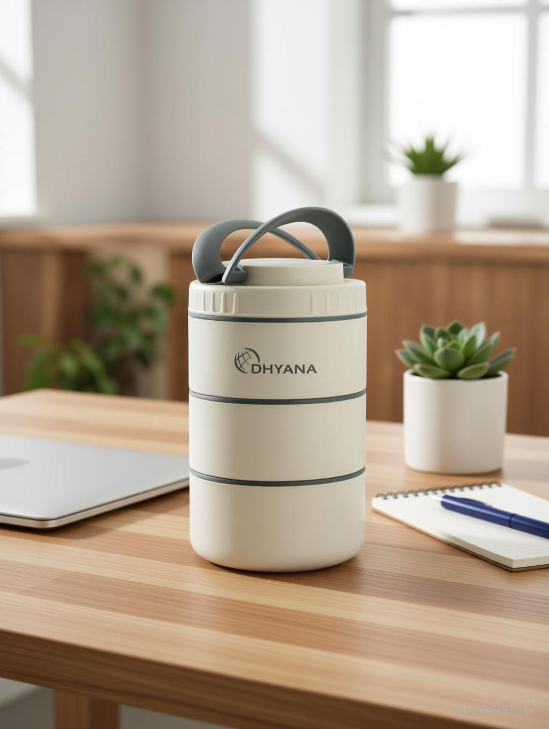 Image of Dhyana DOST 3 Layer Stainless Steel Lunch Box | Airtight Tiffin for Office & Kids 3 Containers Stainless Steel, Plastic Office Lunch Box