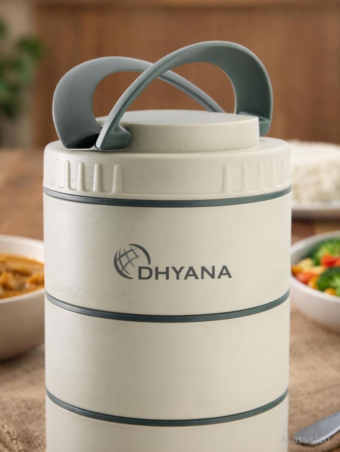 Image of Dhyana DOST 3 Layer Stainless Steel Lunch Box | Airtight Tiffin for Office & Kids 3 Containers Stainless Steel, Plastic Office Lunch Box