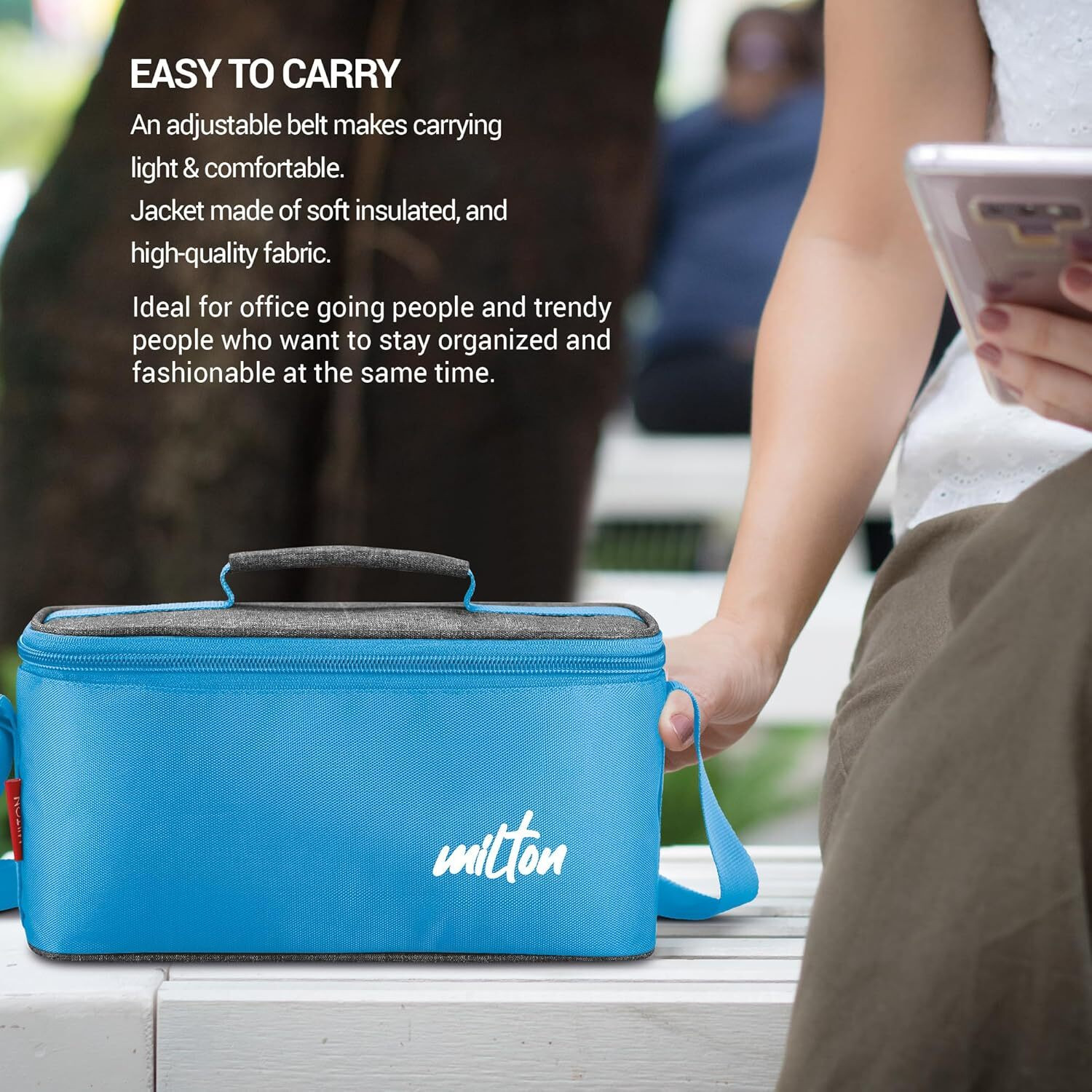 Image of MILTON Steel Champ Lunch Box (3 Compartments: 2 Round 340ml, 1 Oval 450ml) 3 Containers Stainless Steel, Plastic Office Lunch Box