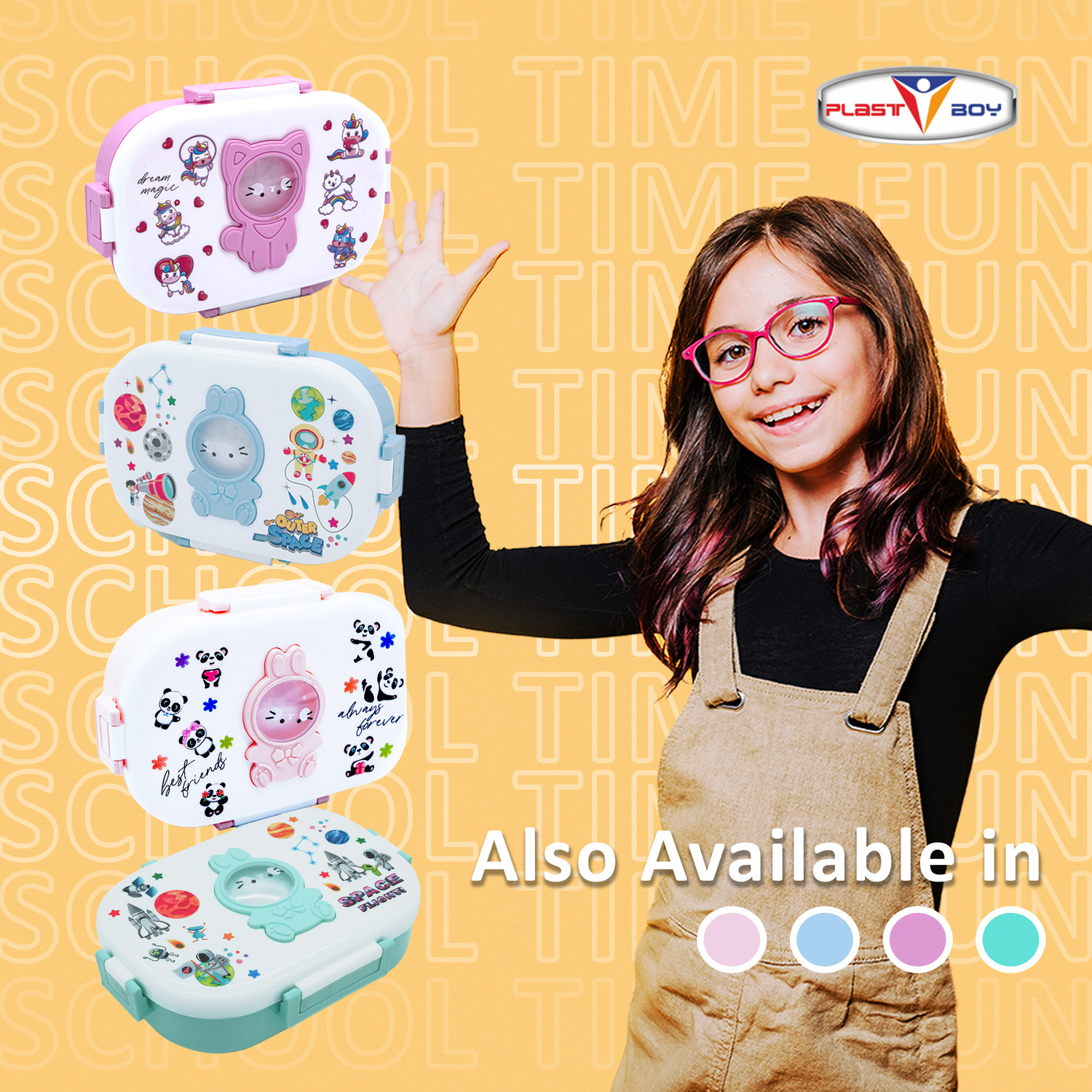 Image of PLAST BOY Astro Kitty 1 Containers Polypropylene School Lunch Box