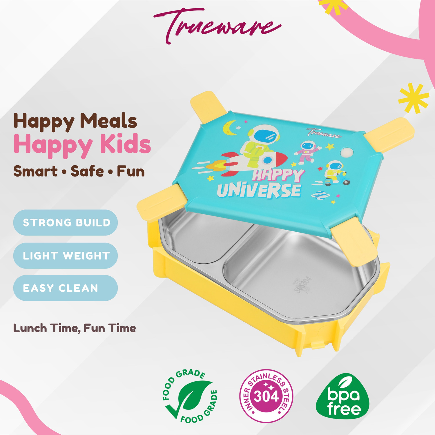 Image of Trueware Blossom 2 304 Stainless Steel PU Insulated Lunch Box with Two Compartment 580ML 2 Containers Stainless Steel, Plastic School Lunch Box