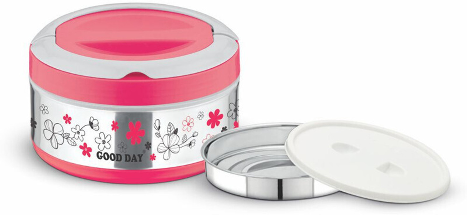 Image of Good Day Bento Jr Insulated Inner Stainless Steel Tiffin Box For Kids 2 Containers Plastic School Lunch Box
