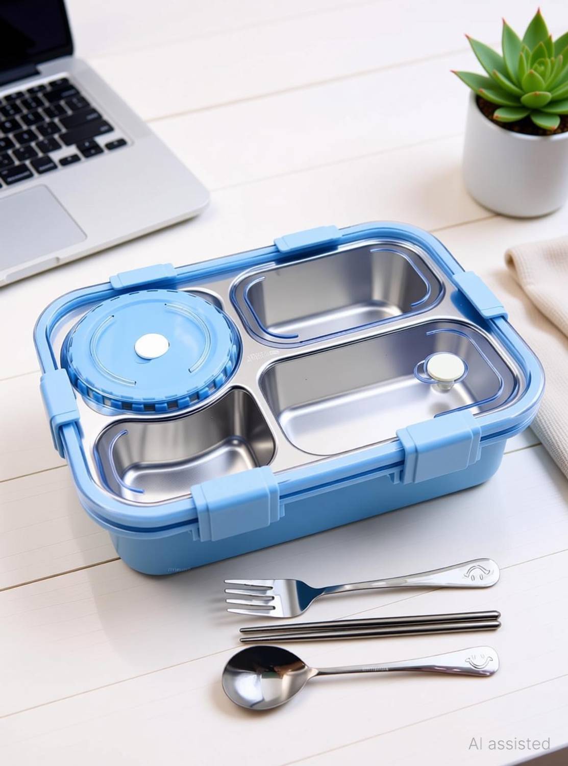 RBGIIT Modern Bento Lunch Box with Secure Locking Lid and Inner Steel Tray 1 Containers Stainless Steel Office Lunch Box — Lunch Boxes & Tiffins