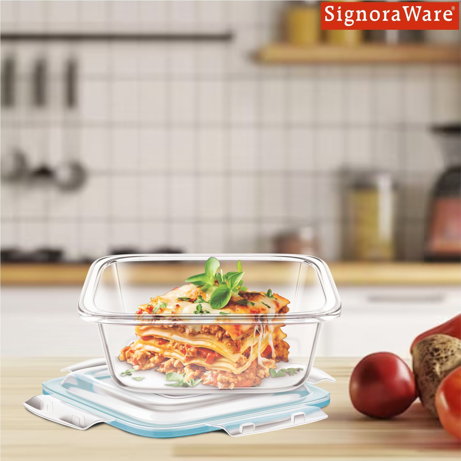 Image of Signoraware Microwave Safe Glass Lunch Box Office Fridge Food Container for Boys Girls 1 Containers Glass Office Lunch Box