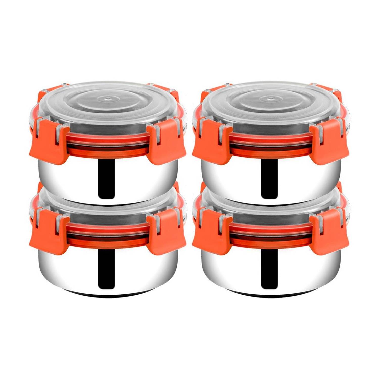 BOWLMAN Lock n Lock Orange 4 Containers Stainless Steel School Lunch Box