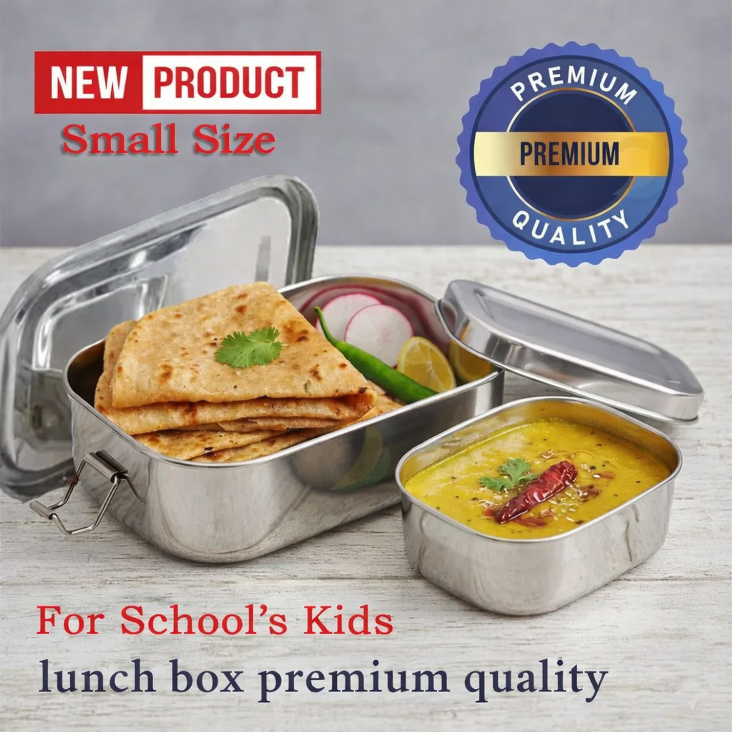 Image of Shivoraa Premium Stainless Steel Lunch Box (Kids) 2 Containers Stainless Steel School Lunch Box