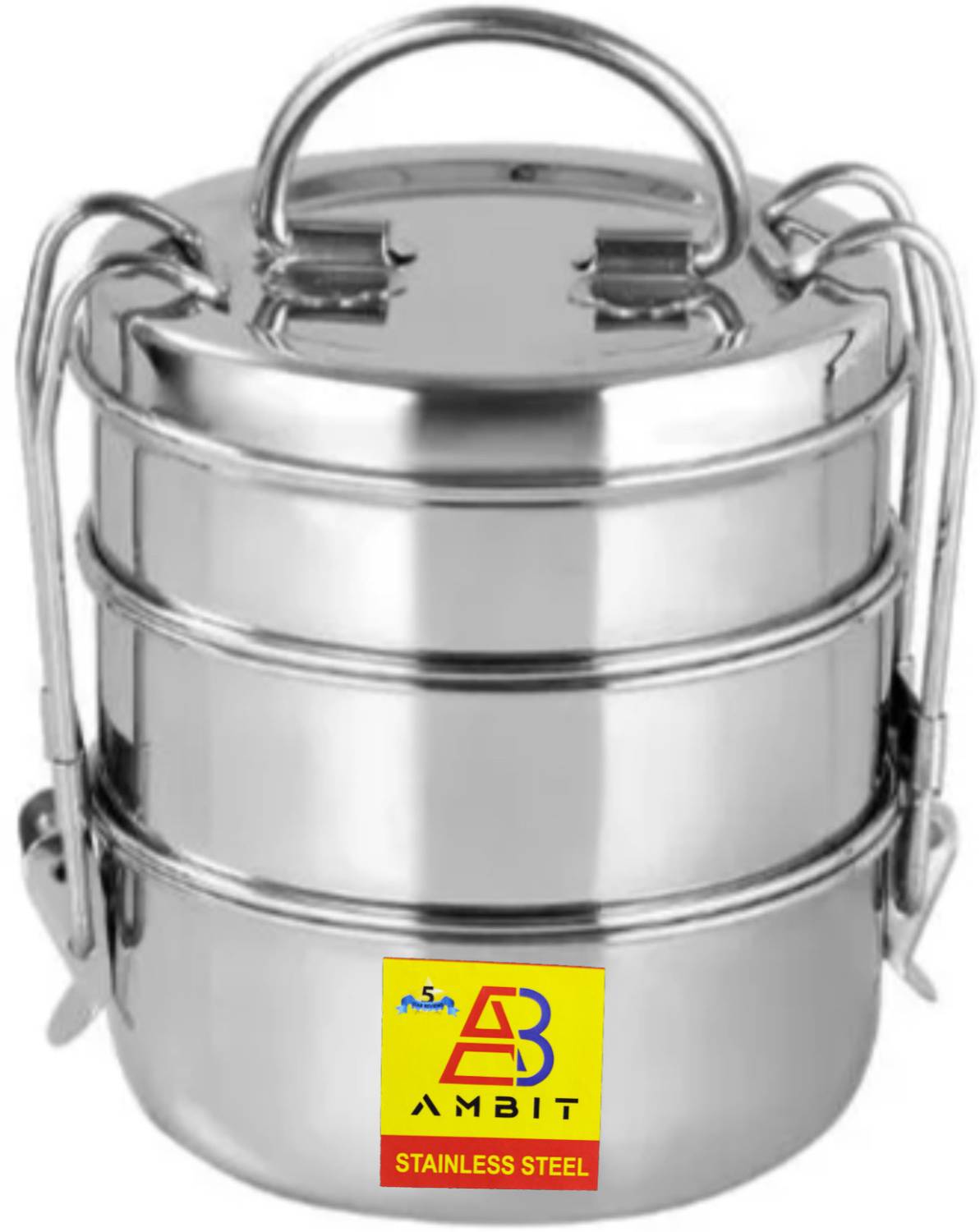 Ambit Stainless Steel 3 Container Lunch Box (1100ml) 3 Containers Stainless Steel Office Lunch Box
