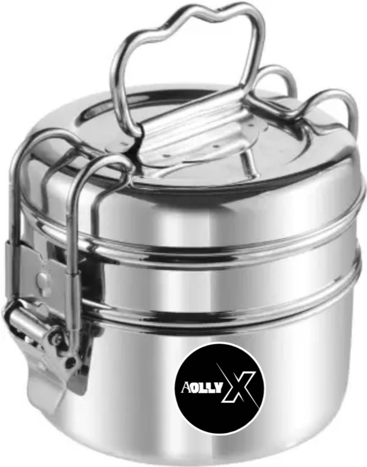 AOLLYX stainless steel food grade mirror polish 8/2 2 Compartment clip carrier 2 Containers Stainless Steel College Lunch Box
