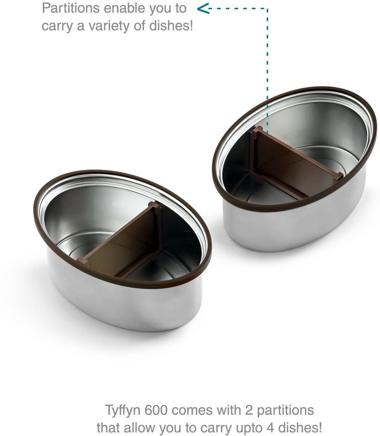 Vaya TYFFYN 600ml White 2 Containers Stainless Steel Lunch Box - Image 5