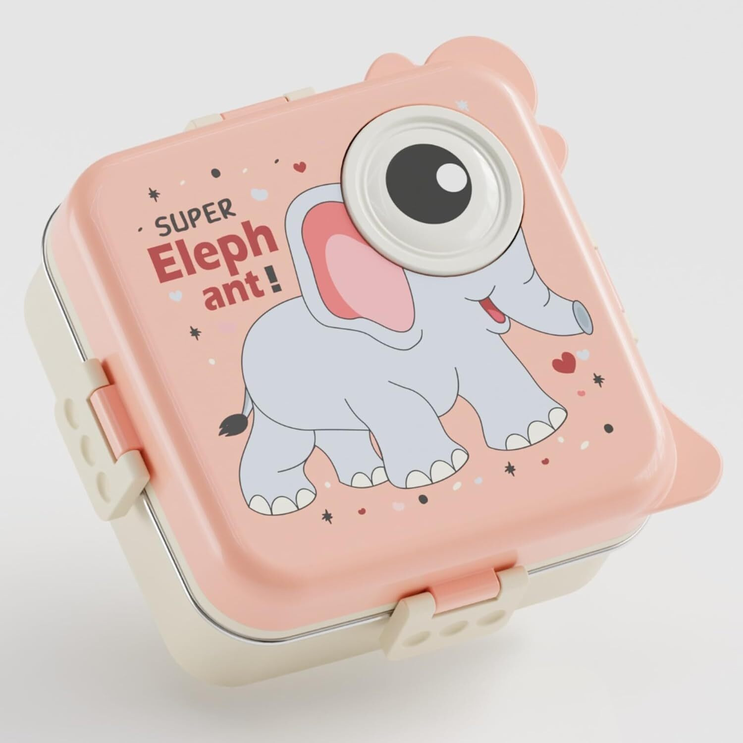 Image of gravity Elephant Shape Stainless Steel 4 Compartment Big Lunch Box 3 Containers Stainless Steel Office Lunch Box