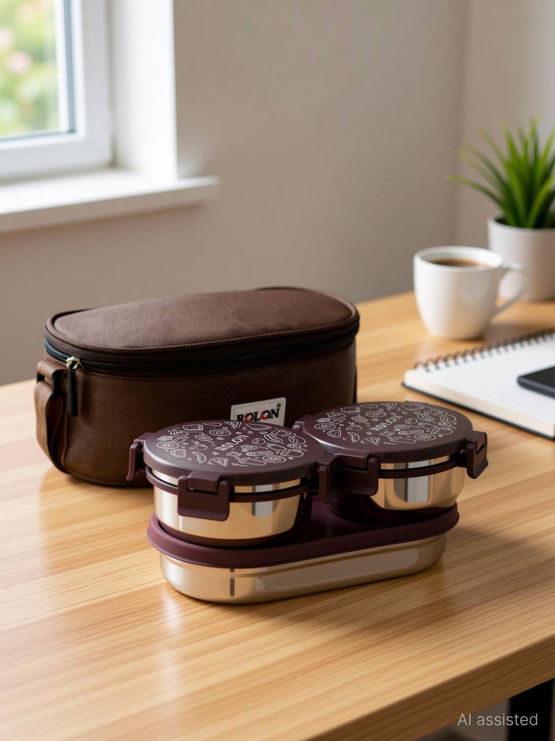 ROLON Lunch Lock Double Decker Brown - Image 3