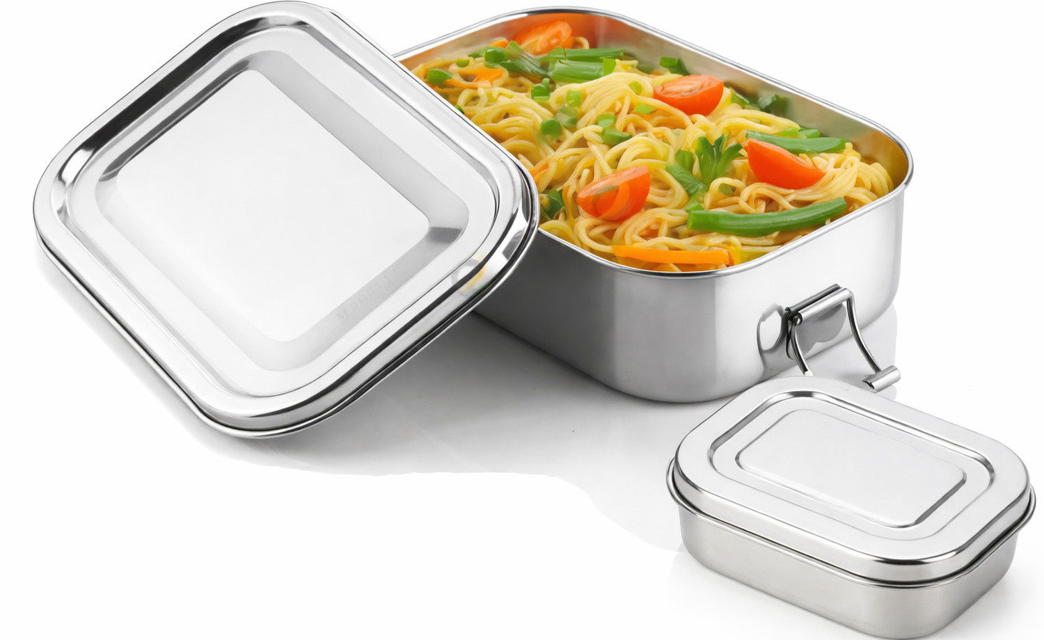 Image of Shivoraa Premium Stainless Steel Lunch Box (Kids) 2 Containers Stainless Steel School Lunch Box