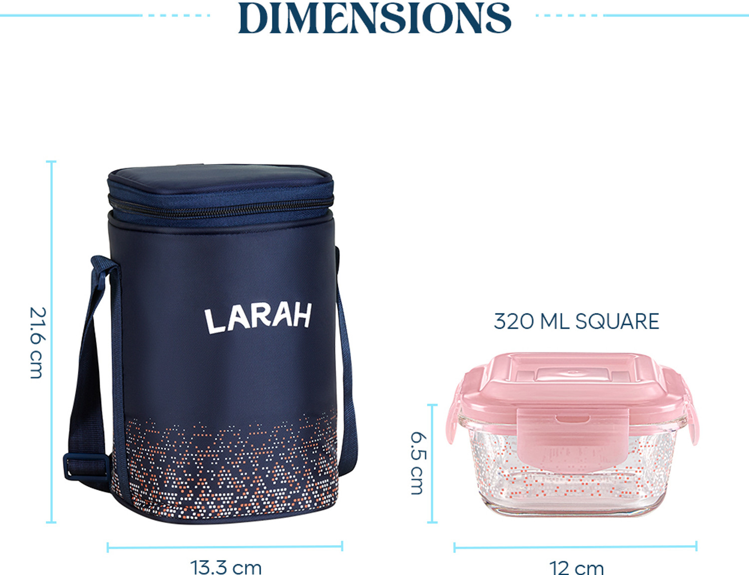 Image of Larah by Borosil Speckle Pink Borosilicate Glass Lunchbox, 3pc Square Set (320ml x 3) Tiffin 3 Containers Glass Office Lunch Box