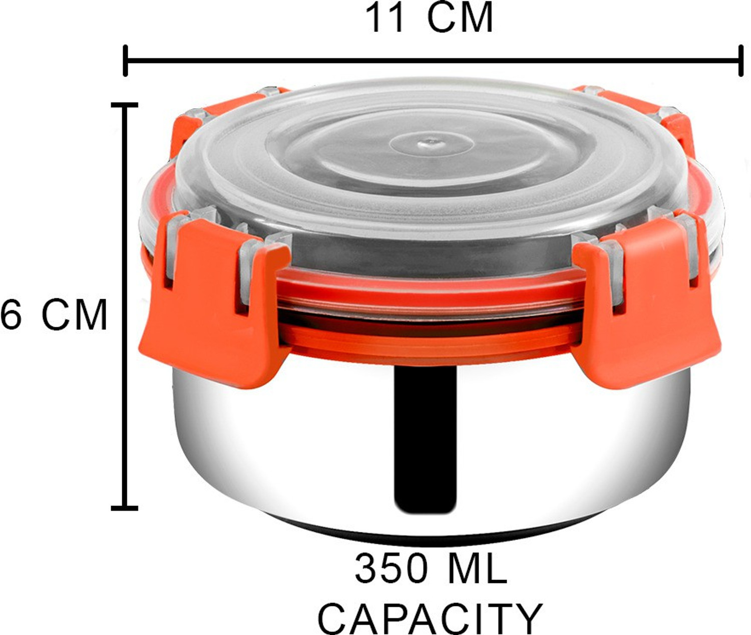 Image of BOWLMAN Lock n Lock Orange 4 Containers Stainless Steel School Lunch Box
