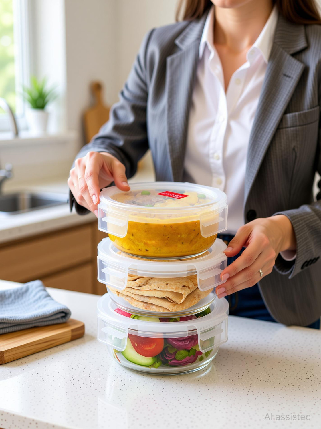 Image of Classic Essentials Round Glass Microwave Safe Borosilicate 3 Containers Glass Office Lunch Box