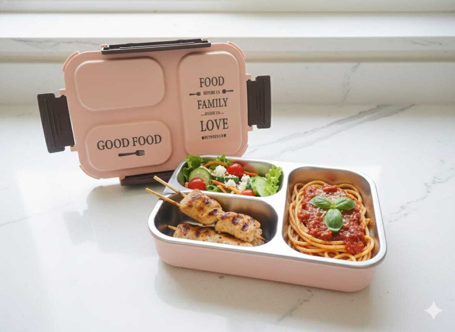 Image of NOLVEX KN-LNCH-0101 3 Containers Plastic, Stainless Steel School Lunch Box
